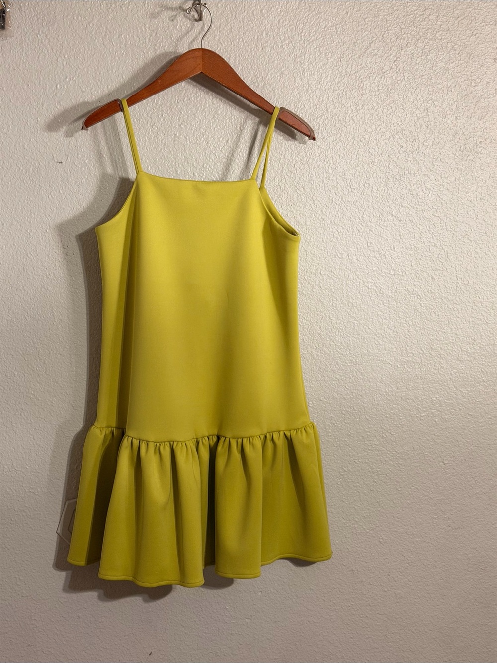 ASOS Lime Green Sleeveless Ruffle-Hem Scuba Mini Dress - Picture 3 of 8